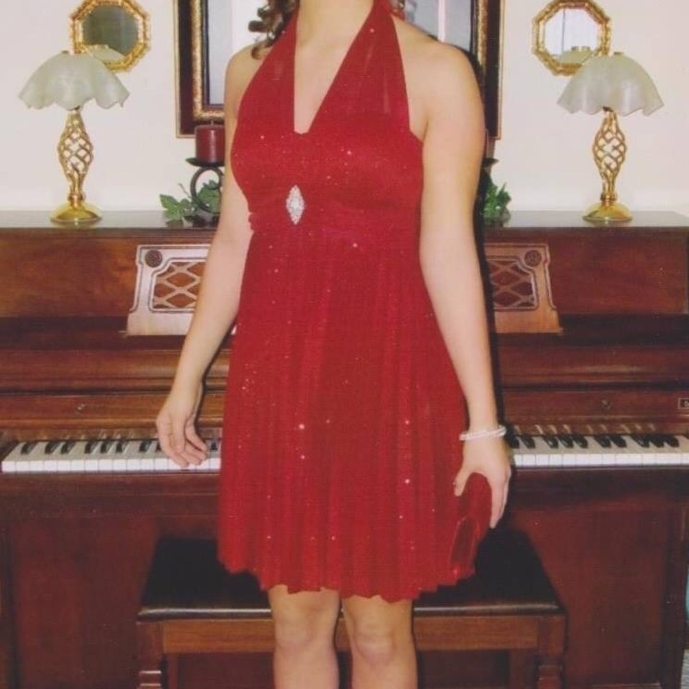 Red halter, Marilynn Monroe style dress